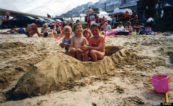 The little girl in the background, having no idea she would some day marry the boy getting his picture taken, is Aimee.