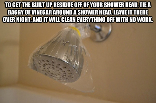 2.) Try this no-work-needed shower head cleaning method.