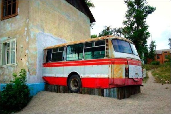 9.) When life gives you a bus crashing into your living room, make... a longer bus living room.