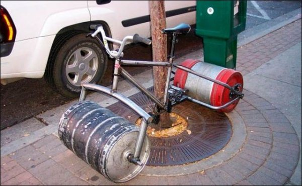 3.) Flat tires are a thing of the past when you use kegs as wheels. So is popping a wheelie.