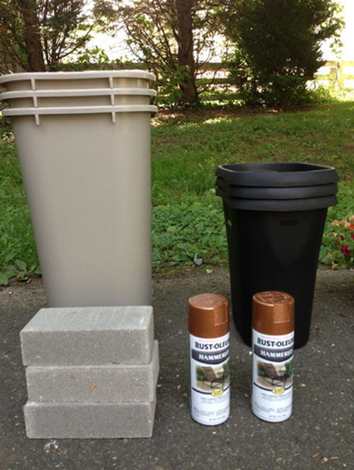 She Used Bricks And TRASH CANS To Make THIS For Her Front Yard, And It